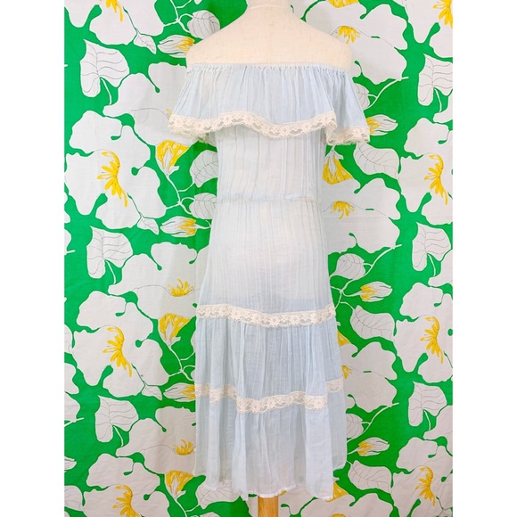 RARE 1950s Sheer Cornflower Blue Night Gown - Picture 3 of 3